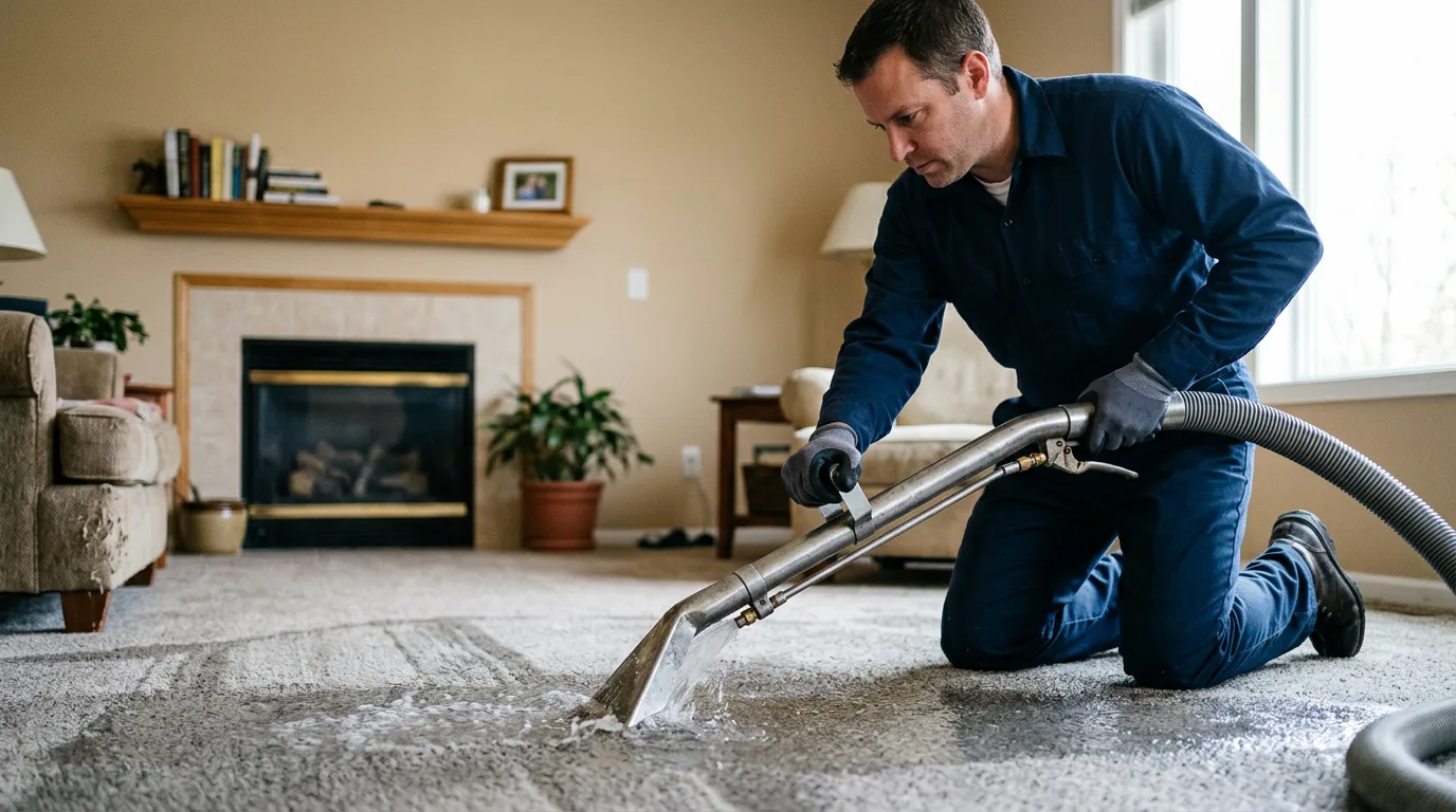 Water damage restoration technician working near Parnell, MO